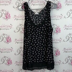 Reitmans shirt hearts and ribbons bows white Black Tank Top soft